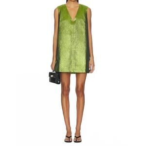 NEW SIMON MILLER fountain metallic mini dress in matcha